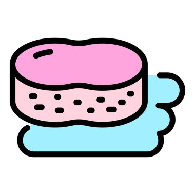 Sünger tabanı simgesi renk ana hatları vektörü temizleniyor