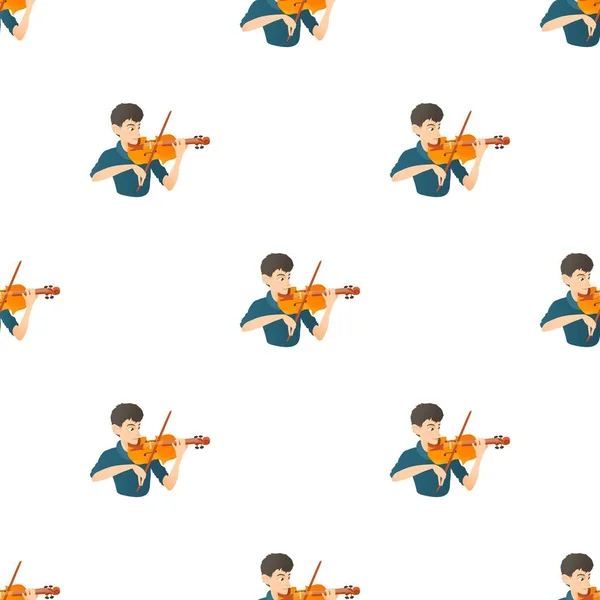 Mann spielt auf Geigenmuster nahtlosen Vektor — Stockvektor