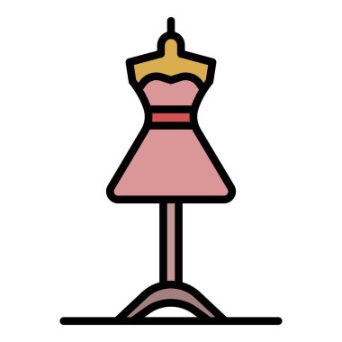 Bir manken simgesi renk ana hatları vektöründe giyin