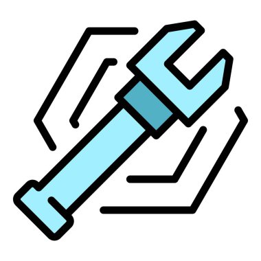 Cıvata simgesi renk dış hat vektörünü anahtarla