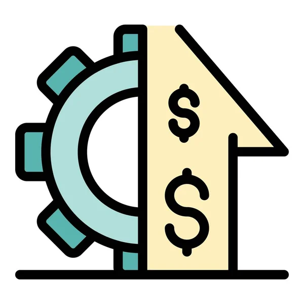 Gear money inversor icono color contorno vector — Archivo Imágenes Vectoriales