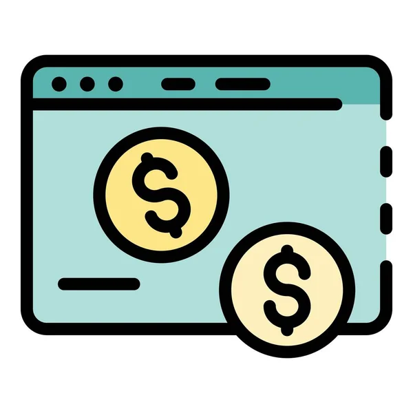 Web page money investor icon color outline vector — Stock Vector