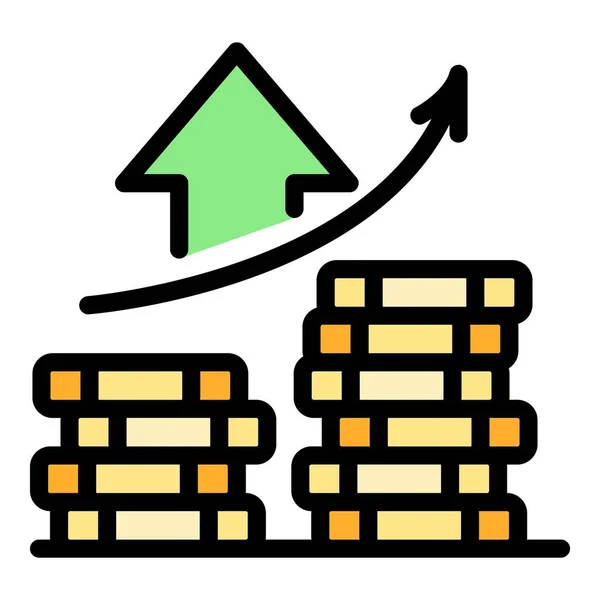 Subir dinheiro moedas ícone cor esboço vetor — Vetor de Stock