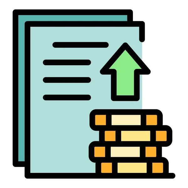 Money investor papers icon color outline vector — Stock Vector