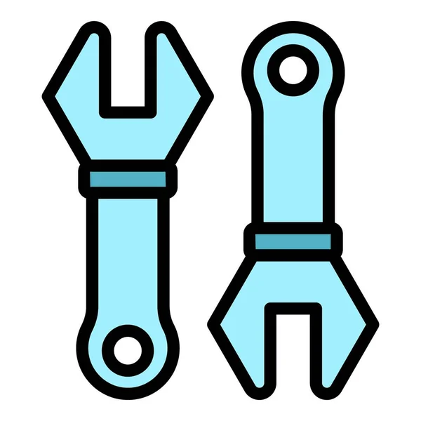 Set wrench icon color outline vector — Stock Vector