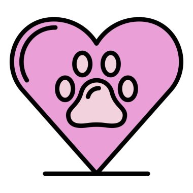 Evcil hayvan kalbi ikonu renk ana hatları vektörü