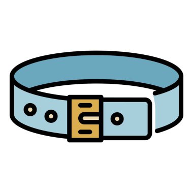 Köpek kemeri simgesi renk ana hatları vektörü