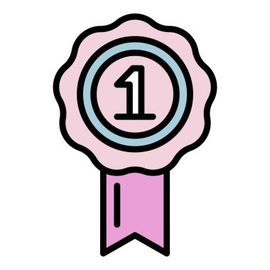 Evcil hayvan birincilik madalyası renk ana hatları vektörü