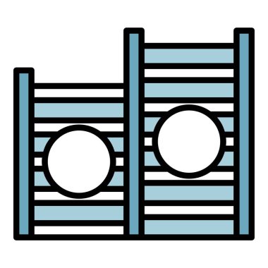 Hayvan eğitimi standı simgesi renk ana hatları vektörü