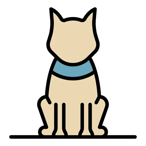 Oturan köpek simgesi renk ana hatları vektörü — Stok Vektör