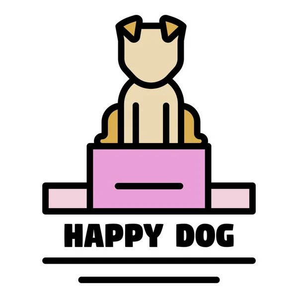 Logo chien heureux, style contour — Image vectorielle