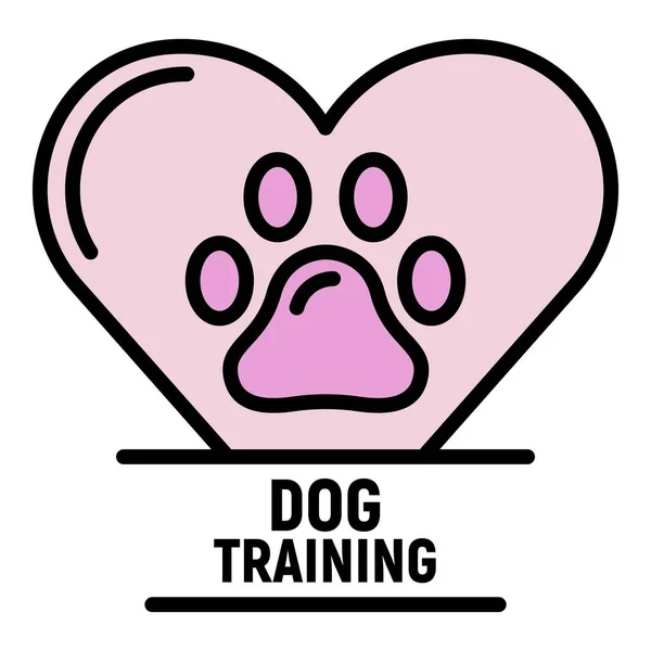Patte de chien dans le logo du cœur, style contour — Image vectorielle
