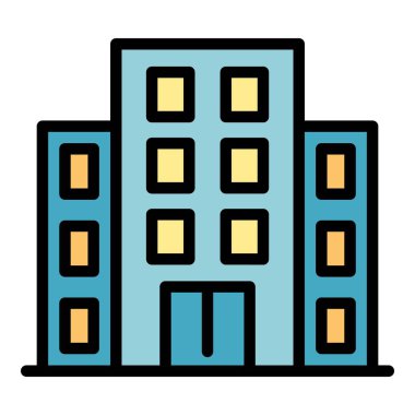 Klinik binası simgesi renk ana hatları vektörü