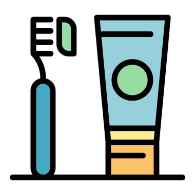 Hayvanlar için diş macunu simge rengi ana hatları vektörü