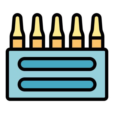 Ampul ambalaj simgesi renk ana hatları vektörü