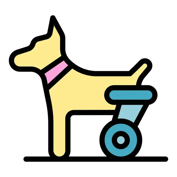 Hund Hinterbeine Trolley Symbol Farbe Umrissvektor — Stockvektor