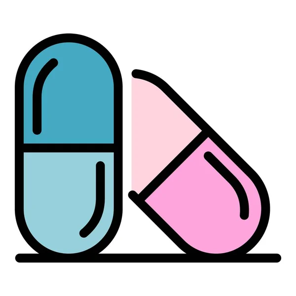 Animal Pills Symbol Farbumrissvektor — Stockvektor