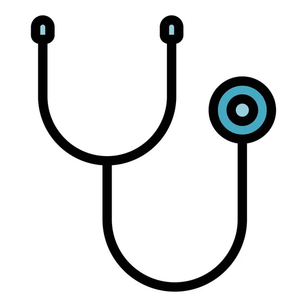 Stethoscope icône couleur contour vecteur — Image vectorielle