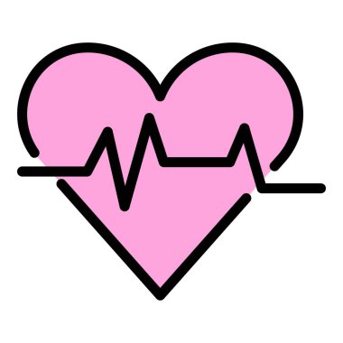 Kalp hızı simgesi renk ana hatları vektörü