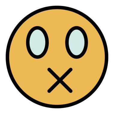 Çapraz Ağız Gülümseyen Simge renk ana hatları vektörü