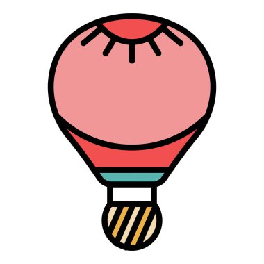 Retro sıcak hava balonu simgesi renk ana hatları vektörü