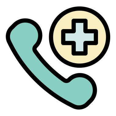 Tıbbi yardım simgesi renk dış hat vektörünü ara