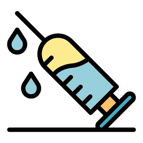 Ikona koloru strzykawki wektor konturu — Wektor stockowy