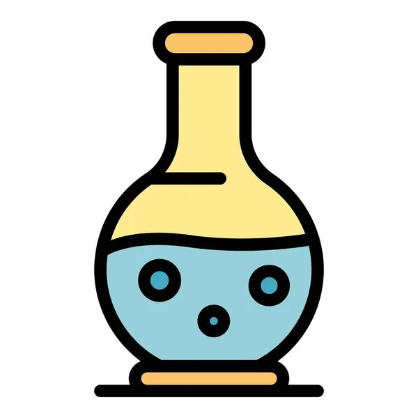 Vetor de contorno de cor de ícone de frasco de laboratório —  Vetores de Stock