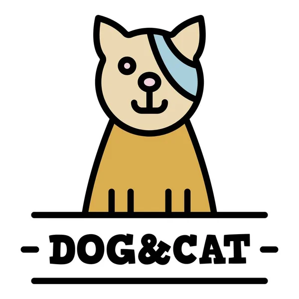 Chat logo vétérinaire, style contour — Image vectorielle
