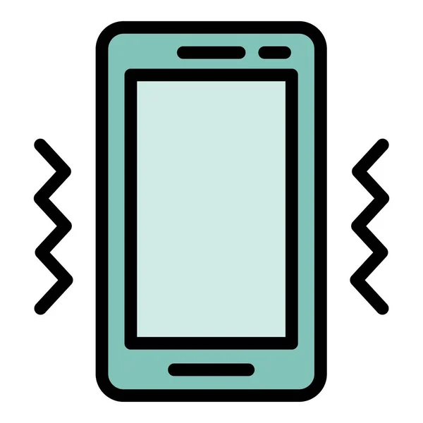 Smartphone vibro modus pictogram kleur omtrek vector — Stockvector