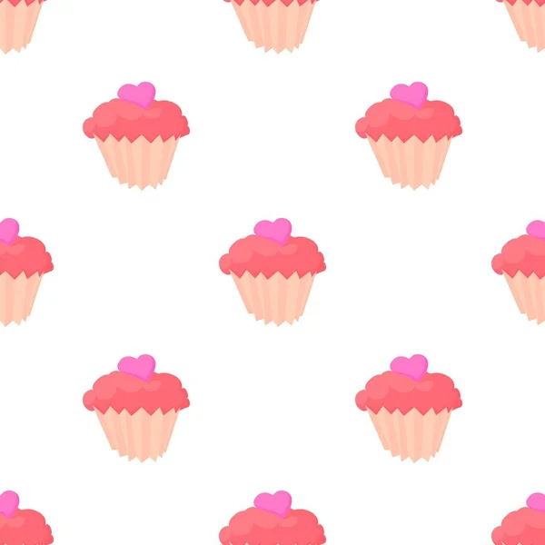 Modèle de cupcake Valentine vecteur sans couture — Image vectorielle