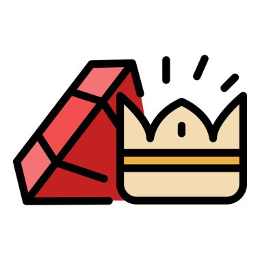 Mücevher simgesi renk ana hatları vektörü