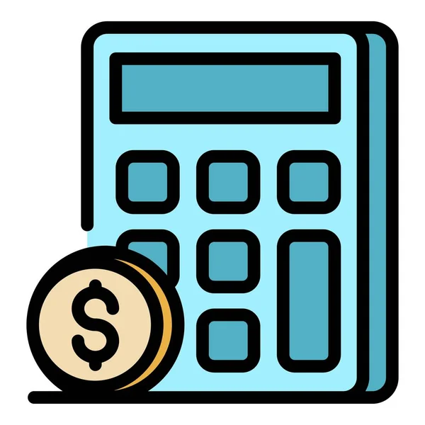 Berekening van geld pictogram kleur omtrek vector — Stockvector