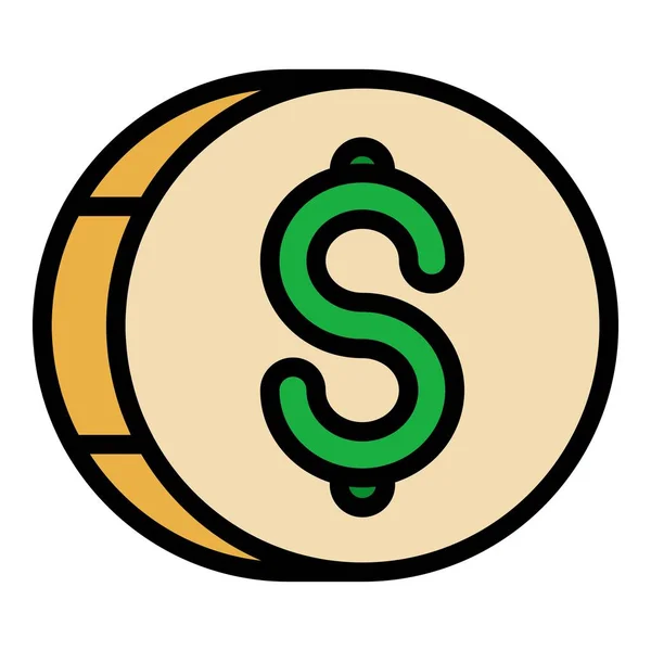 Moneda con dólar icono color contorno vector — Vector de stock