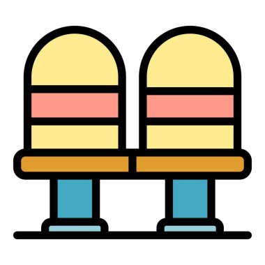 Havaalanı simgesi renk ana hatları vektöründe sandalye