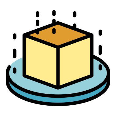 Küp etkileşimi simgesi renk ana hatları vektörü