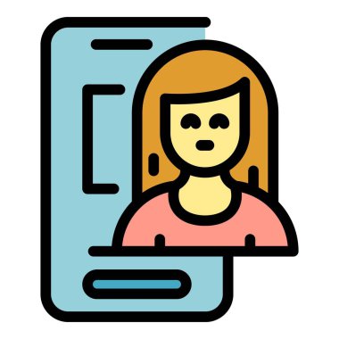 Akıllı telefon etkileşimi simgesi renk ana hatları vektörü