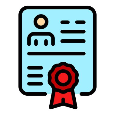 Diploma simgesi renk ana hatları vektörü