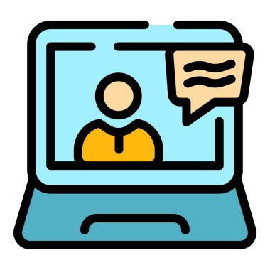 Çevrimiçi deneyim simgesi renk ana hatları vektörü