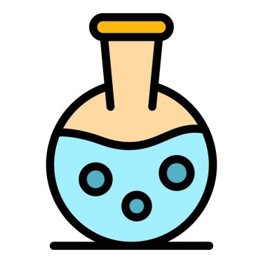 Kimyasal şişe simgesi renk ana hatları vektörü