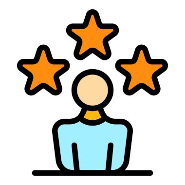 Kişisel derecelendirme deneyimi simgesi renk ana hatları vektörü