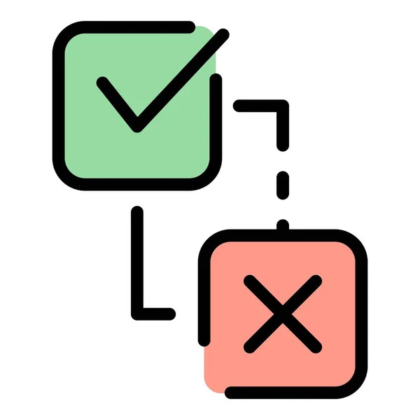 Icône d'interaction approuvée vecteur de contour des couleurs — Image vectorielle
