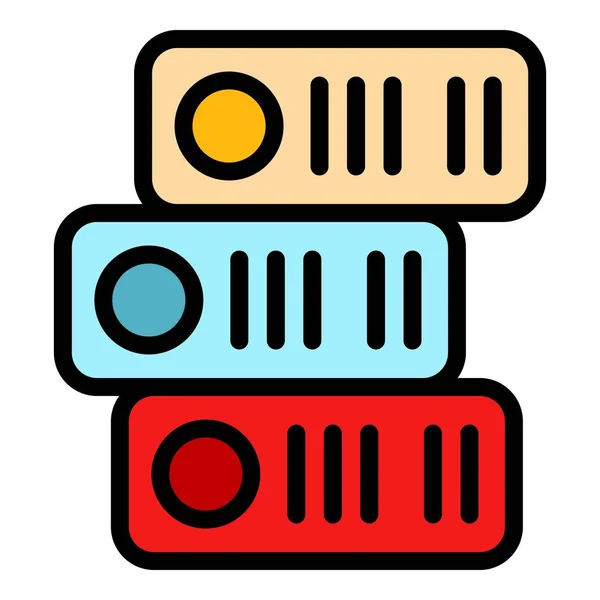 Cartelle stack Office icona colore contorno vettoriale — Vettoriale Stock
