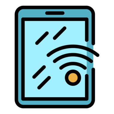 Tablet akıllı televizyon simgesi renk ana hatları vektörü