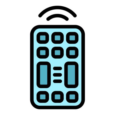 Akıllı uzaktan kontrol simgesi renk dış hat vektörü