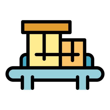 Araba çatı kutusu simgesi renk ana hatları vektörü