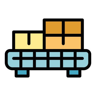 Ahşap çatı kutusu simgesi renk çizgisi vektörü