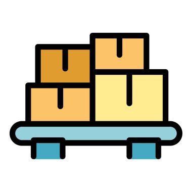 Araba çatısı karton kutu simgesi renk ana hatları vektörü