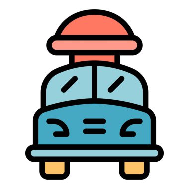 Ön araba çatı kutusu simgesi renk çizgisi vektörü