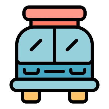 Otobüs çatısı simgesi renk ana hatları vektörü